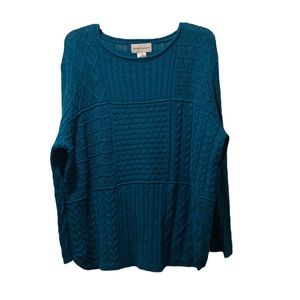 Sweater Mixed Stitch Patchwork Texture